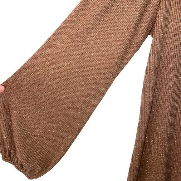 Rachel Pally Womens Blouse Brown Size Small S Lurex Knit Tie Front Top Viscose - Picture 5 of 12